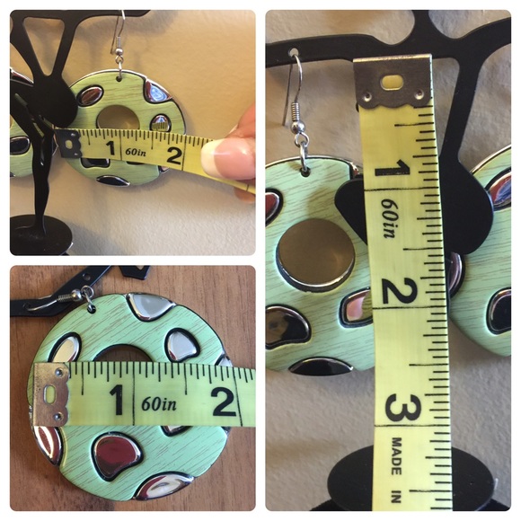 Elegant Lime green/Silver Plated drop Earrings. - Picture 2 of 8